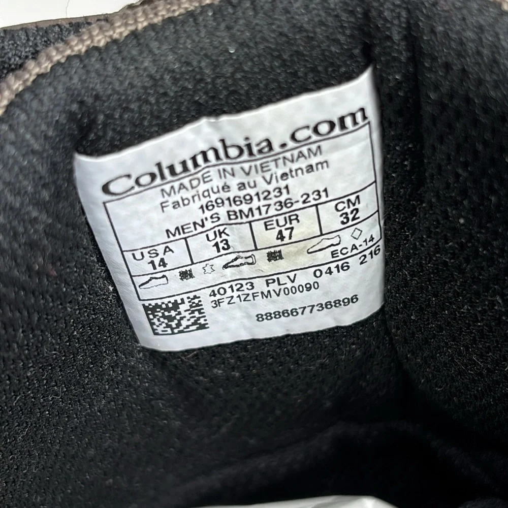COLUMBIA PLAINS BUTTE MID WATERPROOF HIKING SHOES SIZE 14 EXCELLENT CONDITION